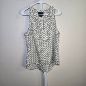 Cynthia Rowley Womens Sleeveless Medallion Print Blouse Tan Black sz Large